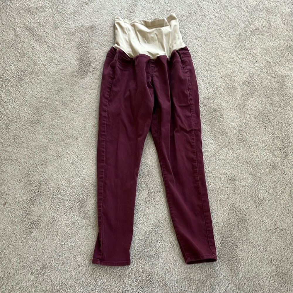 Indigo Blue Maternity Pants - Burgundy